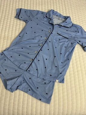 GAP kids Light Blue Heart Print Pajama Set